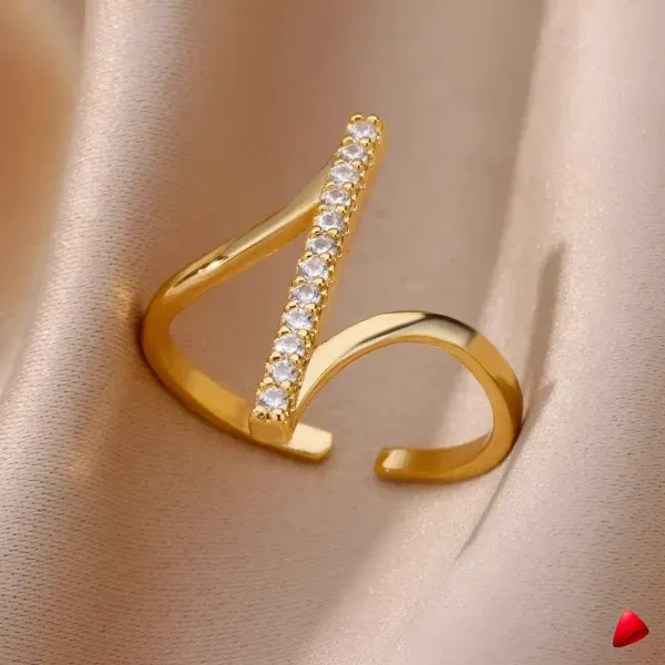Bague Travesti Wishbone Pave Zircon Or Acier - galerie