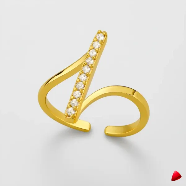 Bague Travesti Wishbone Pave Zircon Or Acier - image principale