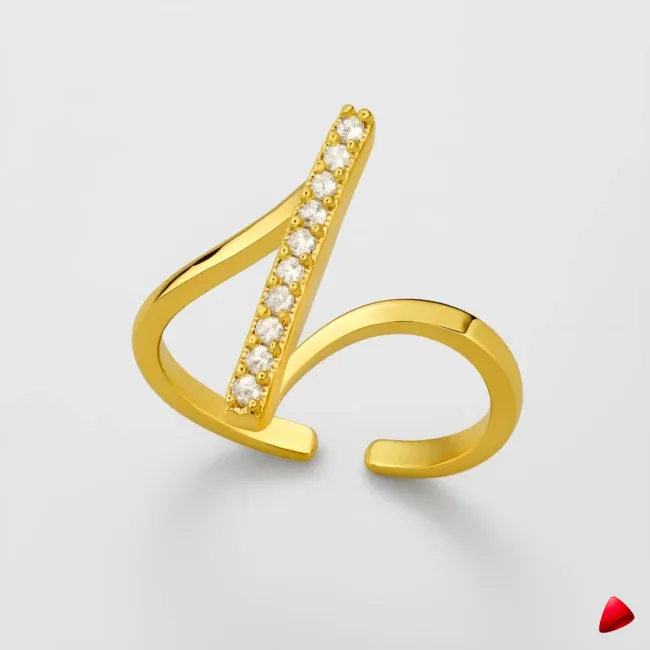 Bague Travesti Wishbone Pave Zircon Or Acier - image principale