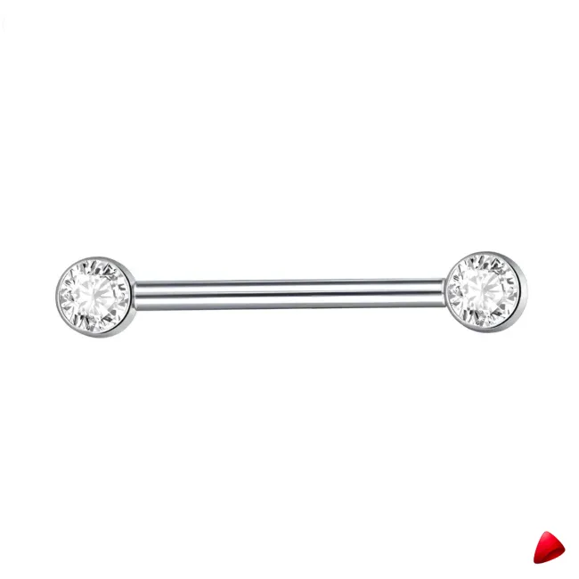 Barbell Travesti Bijou Corps Titane Zircon Filetage Interne - galerie