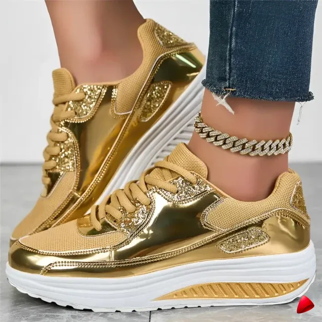 Basket Travesti Metallisee Plateforme Strass Sport Confort - galerie