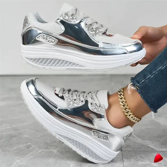 Basket Travesti Metallisee Plateforme Strass Sport Confort - galerie
