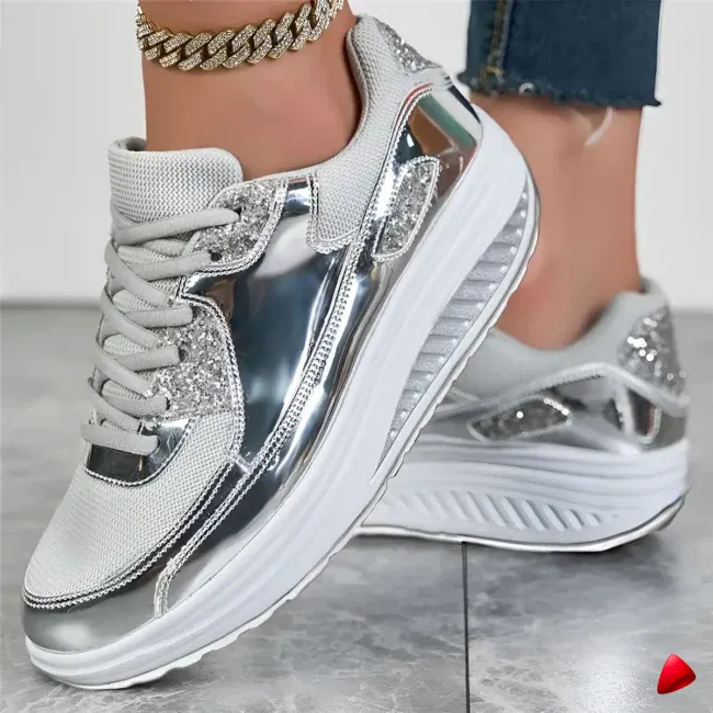Basket Travesti Metallisee Plateforme Strass Sport Confort - galerie