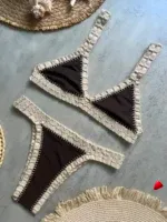 Bikini Travesti Crochet Brazilian Bordure Ivoire — galerie