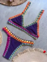 Bikini Travesti Crochet Brazilian Bordure Ivoire — galerie