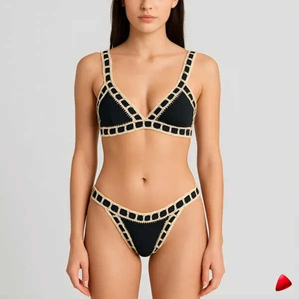 Bikini Travesti Crochet Brazilian Bordure Ivoire — image principale