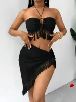 Bikini Travesti Bandeau Franges Jupe Asymétrique — galerie