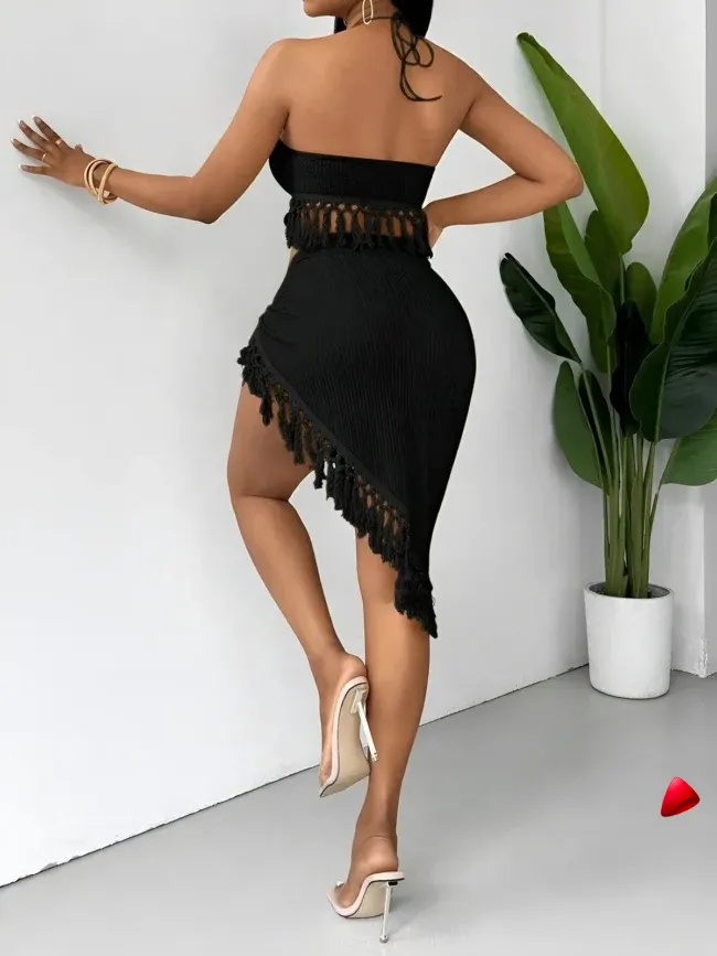 Bikini Travesti Bandeau Franges Jupe Asymétrique — galerie