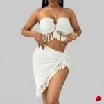 Bikini Travesti Bandeau Franges Jupe Asymétrique — image principale