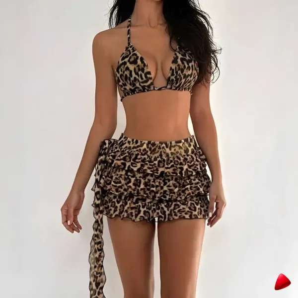 Bikini Travesti Imprimé Leopard 3 Pièces Jupette — galerie