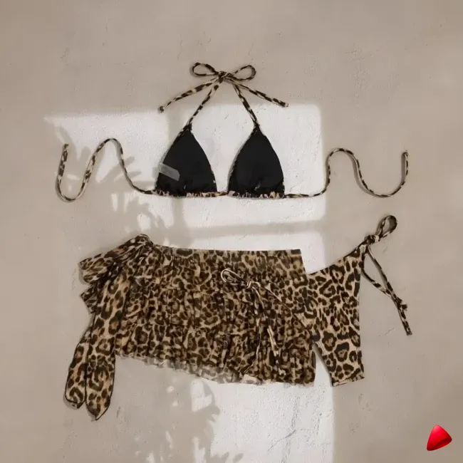 Bikini Travesti Imprimé Leopard 3 Pièces Jupette — galerie