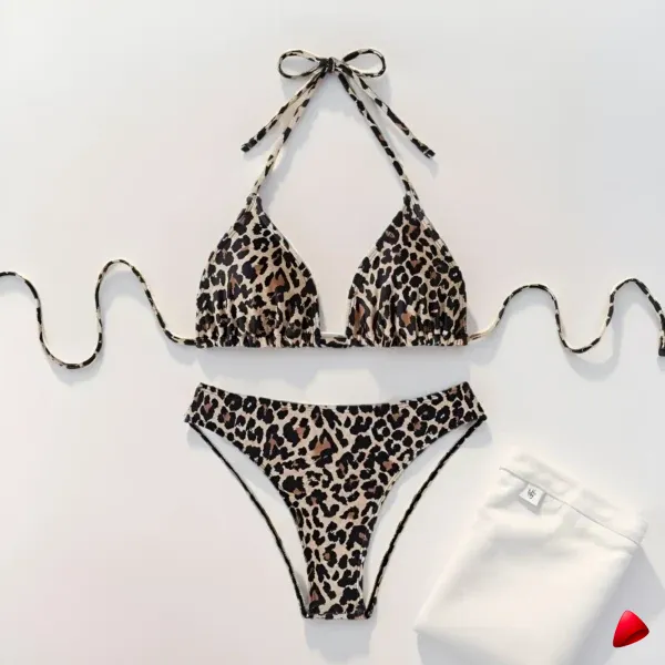 Bikini Travesti Triangle Leopard Cordons Brésilien — galerie