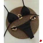 Bikini Travesti Ornement Métal Doré Triangle Lace Up — galerie