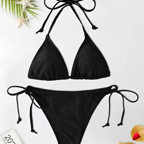 Bikini Travesti Triangle Cordons Brazilian Noir — galerie
