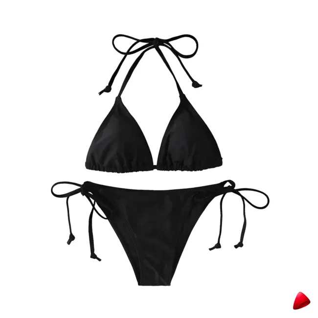 Bikini Travesti Triangle Cordons Brazilian Noir — galerie