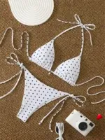Bikini Travesti Triangle Pois Pearl Lien Cordons — galerie