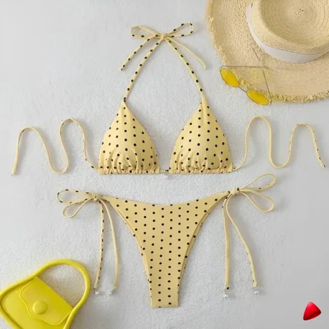 Bikini Travesti Triangle Pois Pearl Lien Cordons — galerie