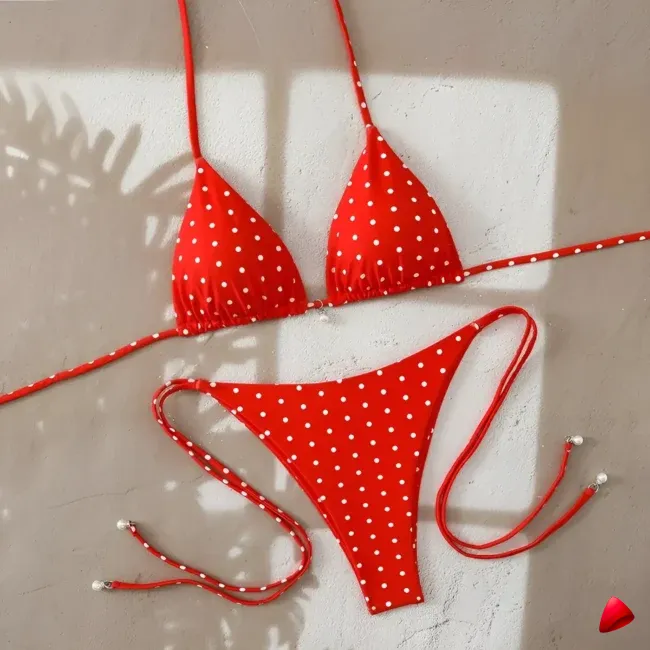 Bikini Travesti Triangle Pois Pearl Lien Cordons — galerie