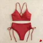 Bikini Travesti V-Neck Taille Haute Lacé Côté — galerie