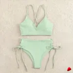 Bikini Travesti V-Neck Taille Haute Lacé Côté — galerie