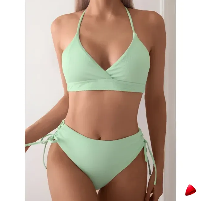 Bikini Travesti V-Neck Taille Haute Lacé Côté — galerie