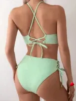 Bikini Travesti V-Neck Taille Haute Lacé Côté — galerie