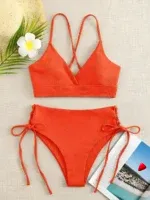 Bikini Travesti V-Neck Taille Haute Lacé Côté — galerie