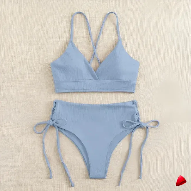 Bikini Travesti V-Neck Taille Haute Lacé Côté — galerie
