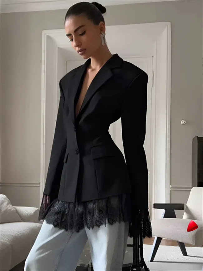 Blazer Dentelle Travesti Cintré Manches Longues — galerie