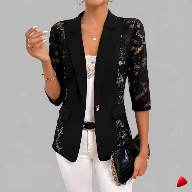 Blazer Travesti Dentelle Sheer Single Button — image principale