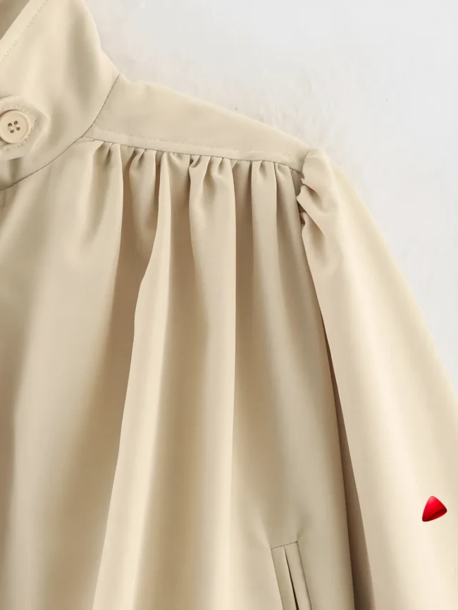 Blouson Plissé Travesti Col Haut Manches Bouffantes — galerie