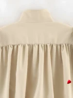 Blouson Plissé Travesti Col Haut Manches Bouffantes — galerie