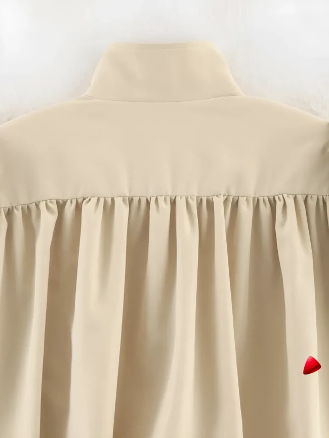 Blouson Plissé Travesti Col Haut Manches Bouffantes — galerie