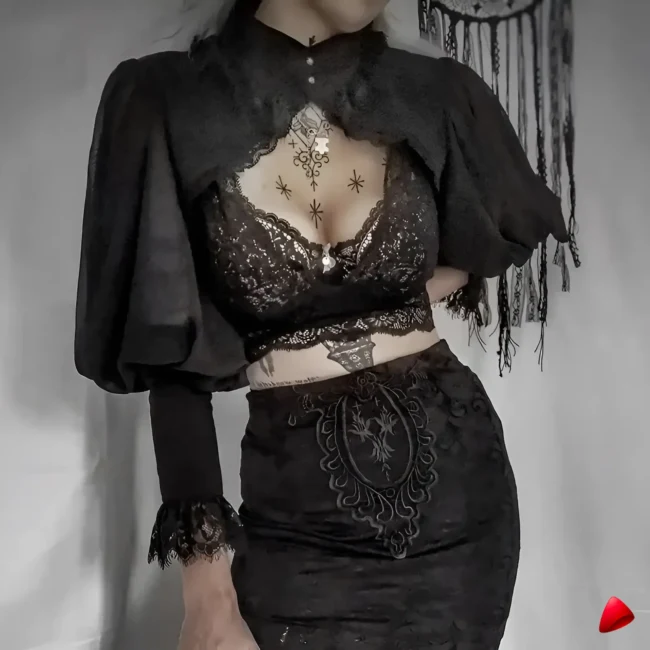 Bolero Travesti Steampunk Crop Manches Bouffantes — galerie