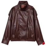 Bomber Cuir Travesti Crop Oversize Zip-Up — galerie