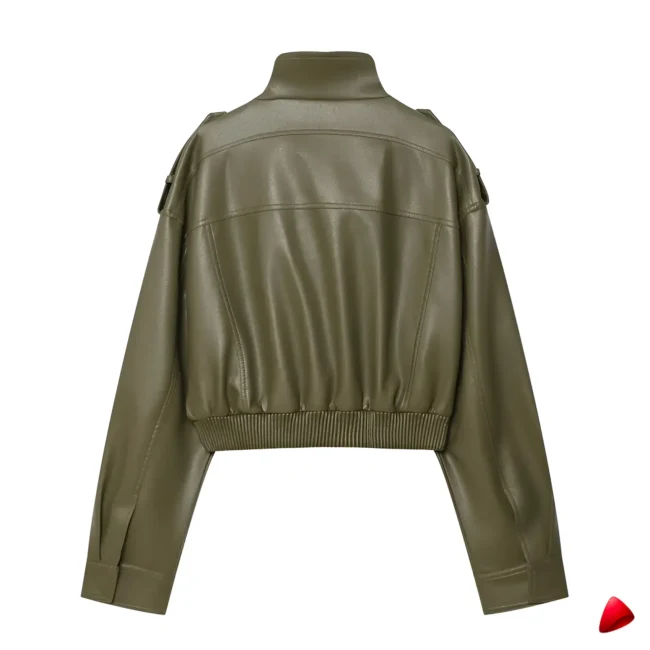 Bomber Faux Cuir Travesti Cropped Demi-Saison — galerie