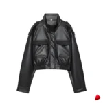 Bomber Faux Cuir Travesti Cropped Demi-Saison — galerie