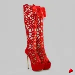 Botte Travesti Cuissarde Ajouree Lacets Plateforme 16cm - image principale