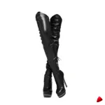 Botte Travesti Cuissarde Plateforme Gothique Punk Grande Pointure - galerie