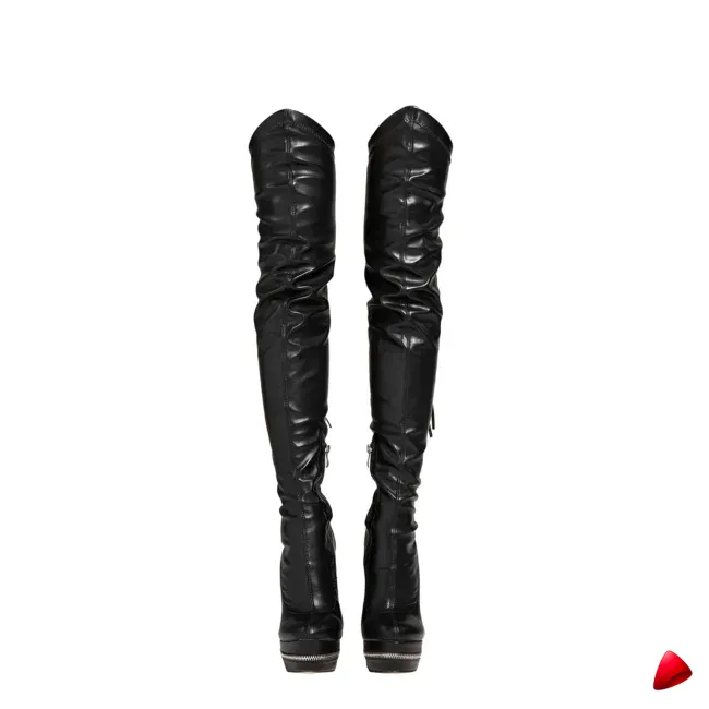 Botte Travesti Cuissarde Plateforme Gothique Punk Grande Pointure - galerie