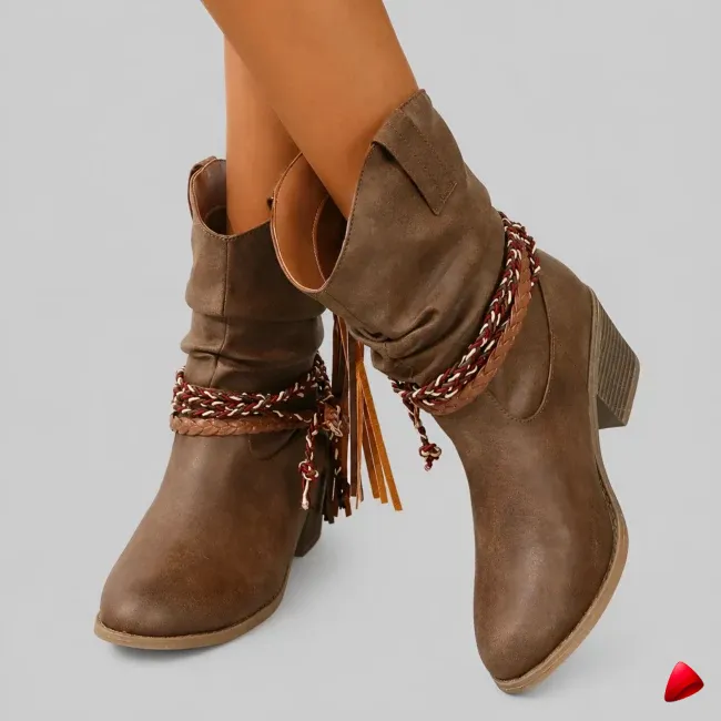 Botte Travesti Mi-Mollet Franges Plissees Western Cowboy - image principale