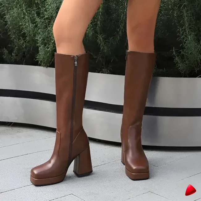 Botte Travesti Plateforme Bloc 10cm Au-Dessus Genou - galerie