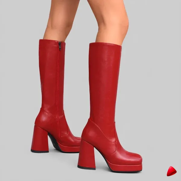 Botte Travesti Plateforme Bloc 10cm Au-Dessus Genou - image principale