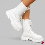 Botte Travesti Plateforme Fermeture Eclair Lacets Mi-Hauteur - image principale