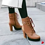 Botte Travesti Plateforme Lacets Talon Haut Mi-Haute - galerie