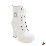 Botte Travesti Plateforme Lacets Talon Haut Mi-Haute - galerie