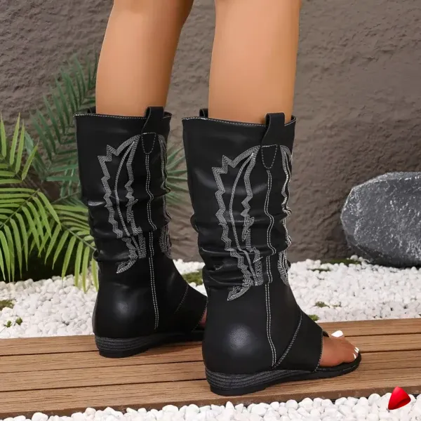 Botte Travesti Western Cowboy Bout Pointu Brode Talon Bloc - galerie