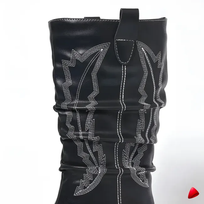 Botte Travesti Western Cowboy Bout Pointu Brode Talon Bloc - galerie