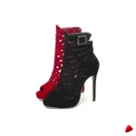 Bottine Travesti Bout Ouvert Ajouree Talon Aiguille 11cm - galerie
