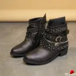 Bottine Travesti Rivets Chaines Boucles Biker Style Vintage - galerie